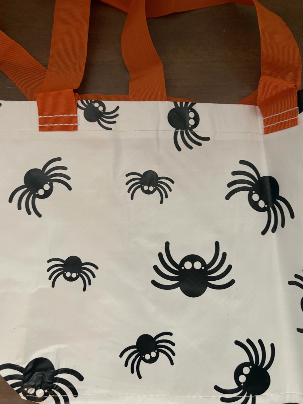 IKEA White Tote Bag with Black Spider Print and Orange Handles - Picture 4 of 4